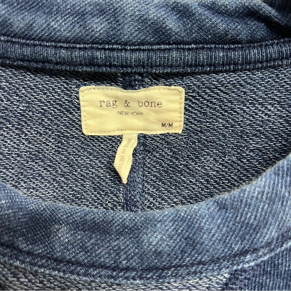 Rag & Bone Indigo Cotton Blend Crewneck Relaxed Fit Terry Sweatshirt Medium - Picture 5 of 8